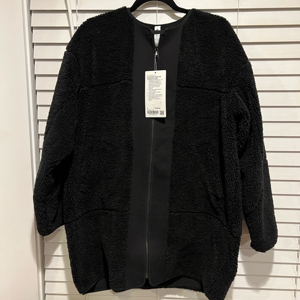 Lululemon Cinchable Textured Fleece Jacket Black Full Zip Sherpa Coat